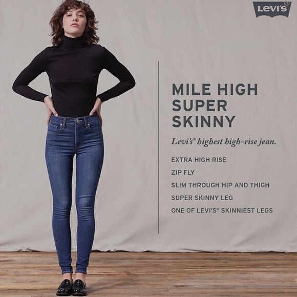 New! Levi’s Mile High Rise Ripped Distressed Raw Hem Frayed Skinny Jeans - Picture 11 of 11